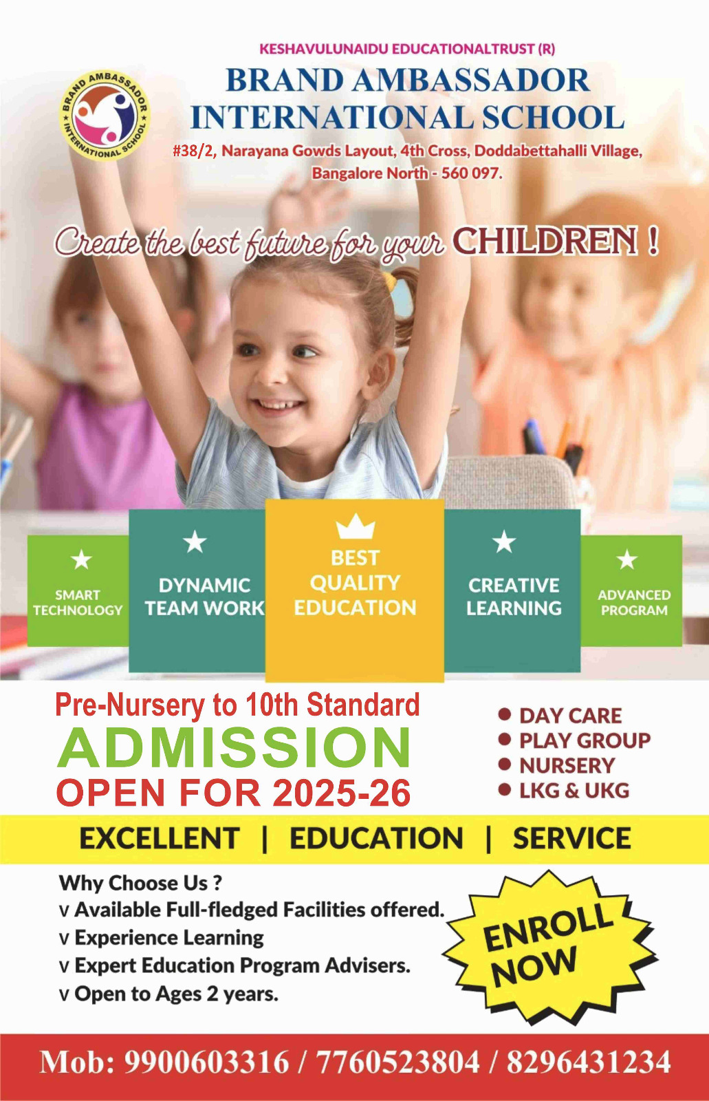 Pre-KG to 10th standard admissions open